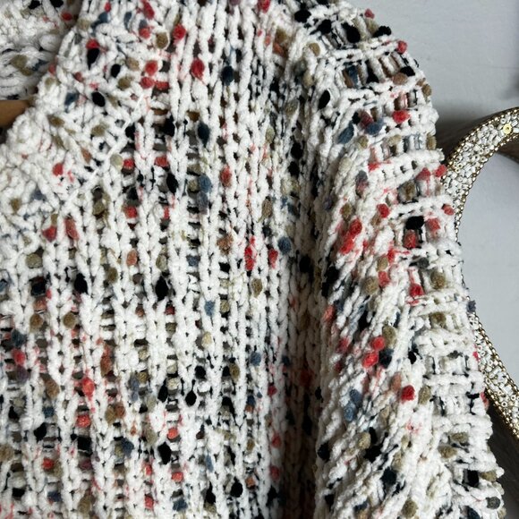 Cable & Gauge Womens Plus Size 3X Ribbed Knit Marled Confetti Sweater Off White - Picture 3 of 11